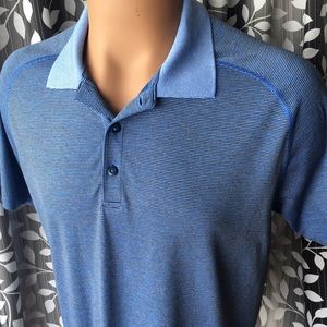 Lululemon tech polo shirt micro stripe blue 
XL